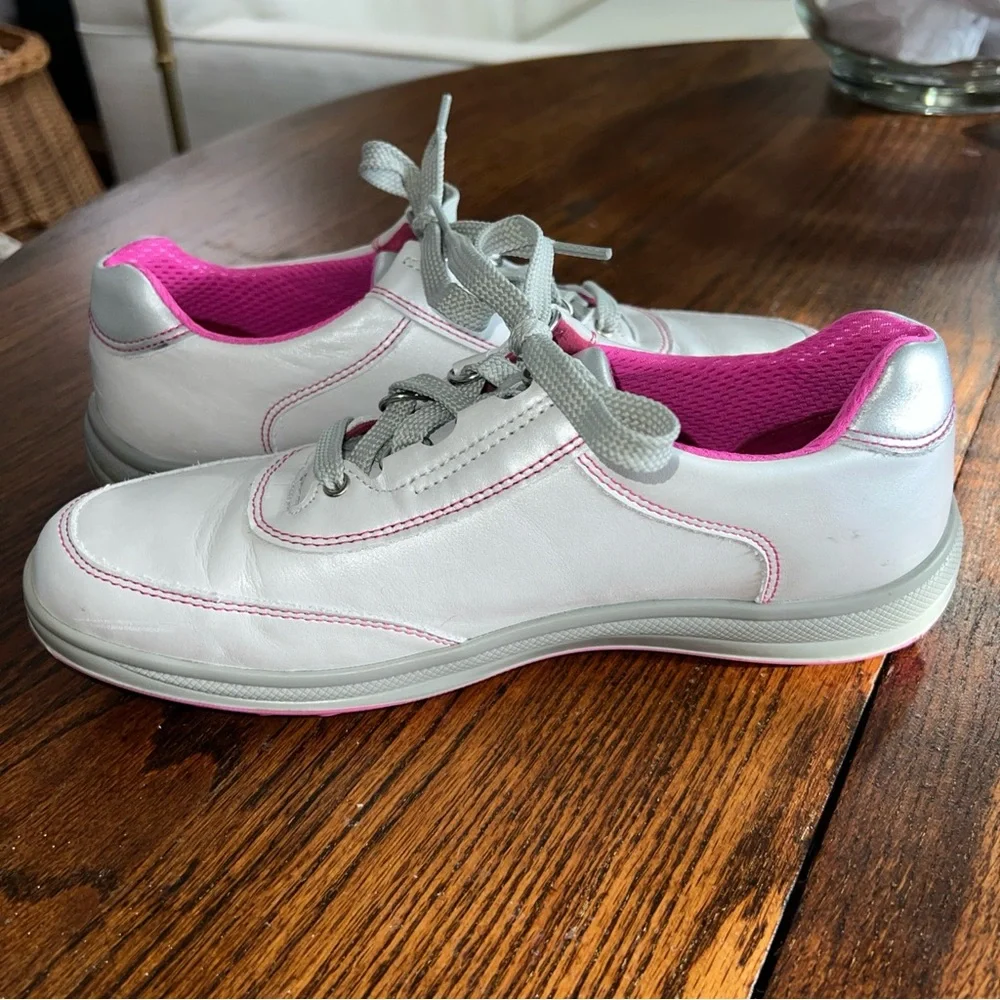 SAS Womens Sporty Bianco Pink Pearl Leather Shoes Sz 7.5M
